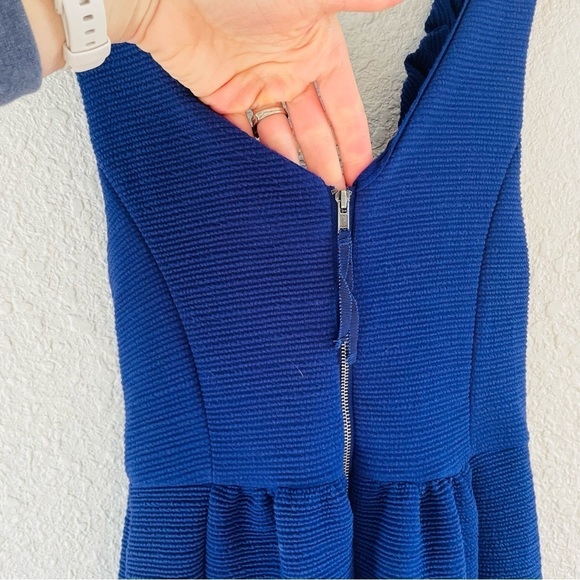 Anthropologie Maeve Ridged Ruffles Dress in Royal Blue - Picture 3 of 11